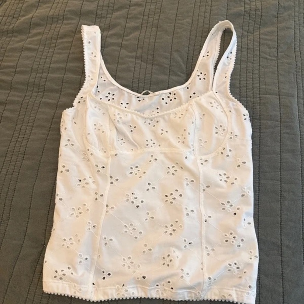 Women’s White Eyelet Tank Top